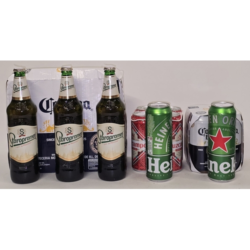 52 - Collection of misc. lager to include Cruzcampo, Corona and Heineken (REF P99, P96, P10).