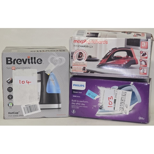 165 - A Philips 5000 Series steam iron together with a Morphy Richards Easy Charge 360 steam iron and an a... 