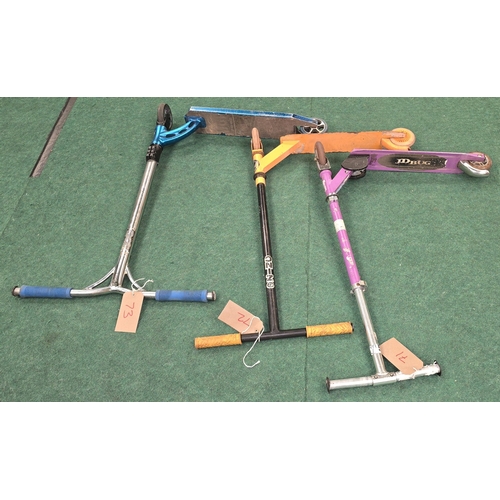 183 - 3 x children's scooters (REF E71, E72, E73).