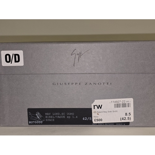 143 - Giuseppe Zanotti designer May navy sneakers size 8.5. Sold in pre-owned/used condition (REF P2).