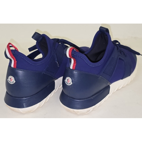 144 - Moncler Emilien Designer Blue Sneakers size 9. Sold as pre-owned/used condition (REF P2).