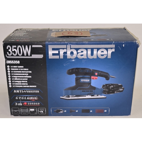195 - Erbauer EHSS350 350W 1/2 Sheet Sander boxed appears new (REF P63).