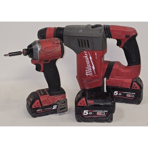 207 - 2 x Milwaukee Fuel Brushless 18V cordless power tools c/w spare battery (REF P94).