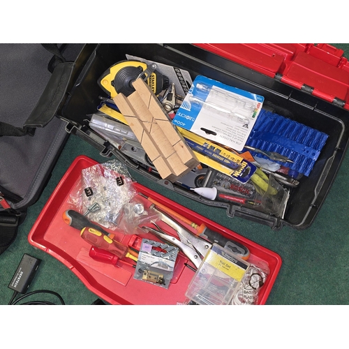 198 - A plastic toolbox with good contents of various hand tools together with other tools and Magma tool ... 