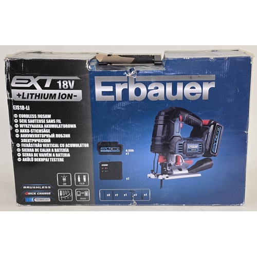 196 - Erbauer EJS18-Li 18V Lithium Ion Cordless Jigsaw boxed appears new (REF P62).
