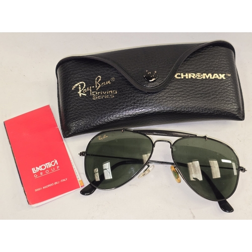 120 - Ray Ban Driving Series Chromax Aviator sunglasses with leather case (REF P76).
