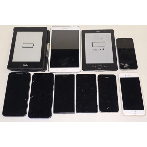 140 - A collection of smartphones and tablets. Various makes and models. 10 in total.