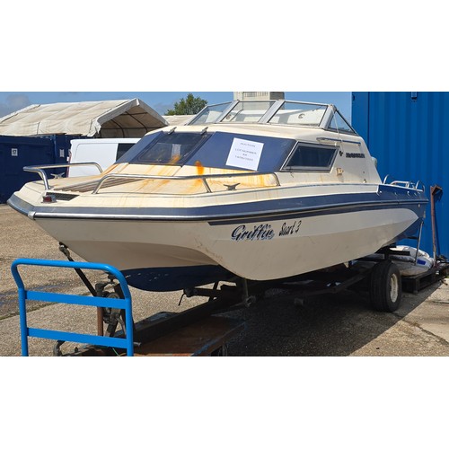 6A - Glastron Griffin Snort 3 Speedboat fitted with mercury  5 outboard motor on trailer