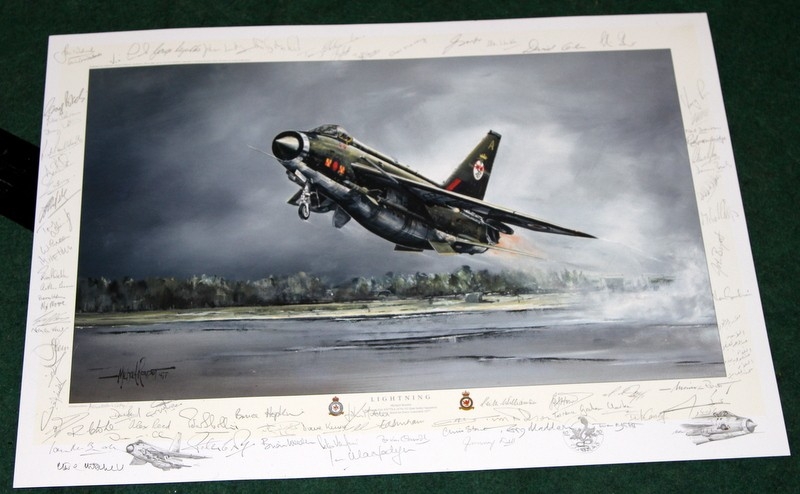 Michael Rondot limited edition signed print 'Lightning - 92 Sqn F2A ...
