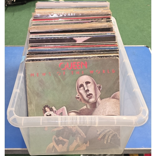 Plastic tub of various Pop/Rock LP vinyl record and 12