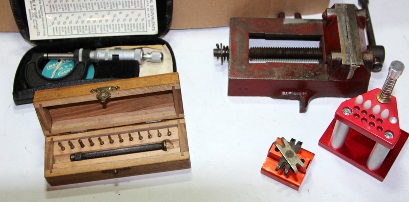 Large collection of vintage watchmakers tools and spares, drills, oils ...