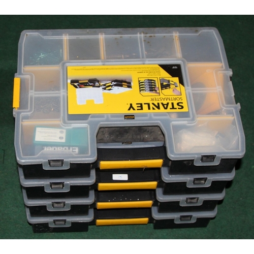Stanley Sortmaster modular storage trays. 3 interlocking trays filled ...