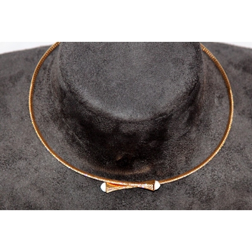 278 - Anita Ko 18ct Rose Gold Diamond Slip On Collar Necklace with White Agate Finials size large, set wit... 