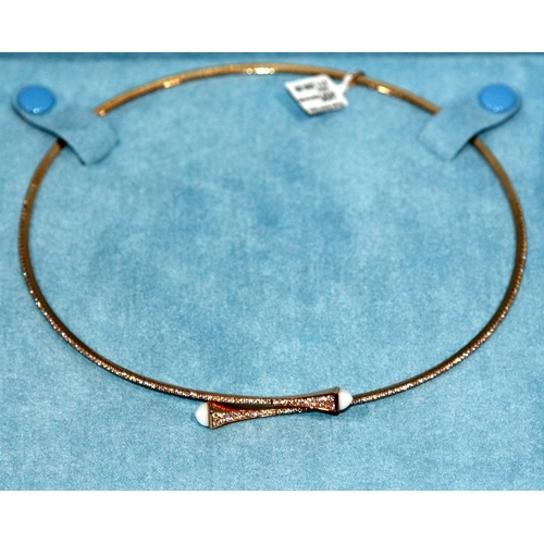 278 - Anita Ko 18ct Rose Gold Diamond Slip On Collar Necklace with White Agate Finials size large, set wit... 