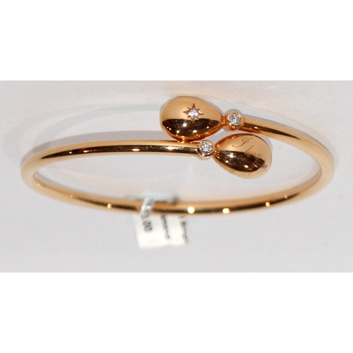 261 - Super quality Faberge 18ct Rose Gold with Diamonds Crossover Bangle Bracelet featuring fine 'I Love ... 