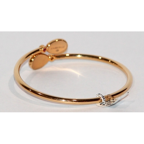 261 - Super quality Faberge 18ct Rose Gold with Diamonds Crossover Bangle Bracelet featuring fine 'I Love ... 