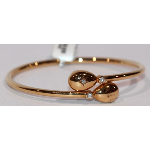 261 - Super quality Faberge 18ct Rose Gold with Diamonds Crossover Bangle Bracelet featuring fine 'I Love ... 