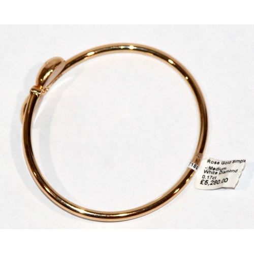 261 - Super quality Faberge 18ct Rose Gold with Diamonds Crossover Bangle Bracelet featuring fine 'I Love ... 