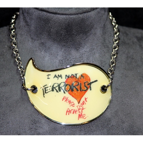 1 - Genuine Vivienne Westwood Jewellery: 42cms choker necklace 'I'm Not A Terrorist - Please don't Arres... 