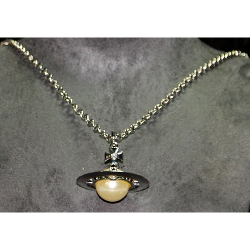 9 - Genuine Vivienne Westwood Jewellery: Large 3D jewelled signature orb pendant on a 30