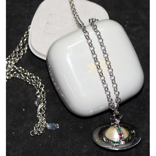 9 - Genuine Vivienne Westwood Jewellery: Large 3D jewelled signature orb pendant on a 30
