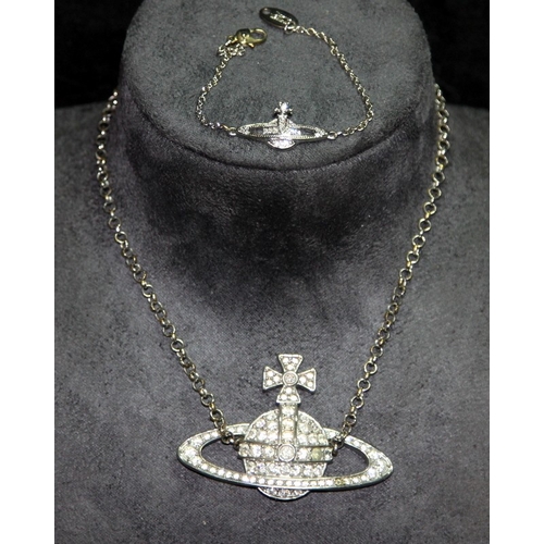 15 - Genuine Vivienne Westwood Jewellery: Large jewelled signature orb pendant on a 16