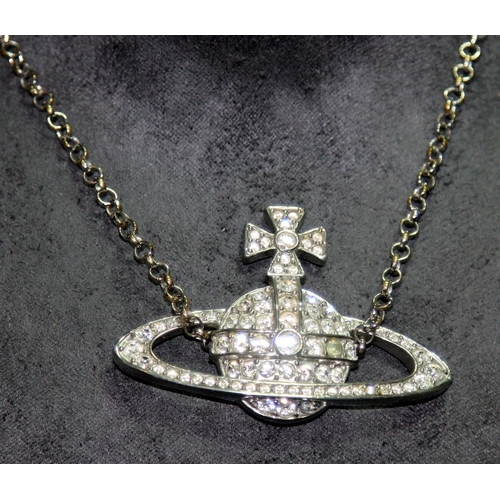 15 - Genuine Vivienne Westwood Jewellery: Large jewelled signature orb pendant on a 16