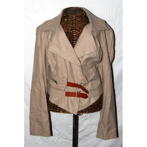 27 - Vivienne Westwood Red Label wool mix jacket with bondage belt and flying eagle insignia to back. Siz... 