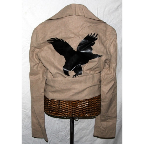 27 - Vivienne Westwood Red Label wool mix jacket with bondage belt and flying eagle insignia to back. Siz... 