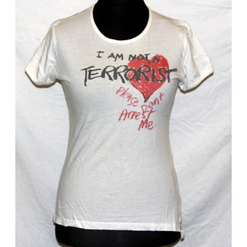 33 - Vivienne Westwood clothing: 'I'm Not A Terrorist - Please Don't Arrest Me' T-Shirt c/w 'Too Fast To ... 