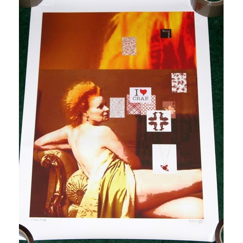 42 - Two limited edition Vivienne Westwood art prints - 'I Love Crap' 61cms x 43cms, No.40 of 100 and ano... 