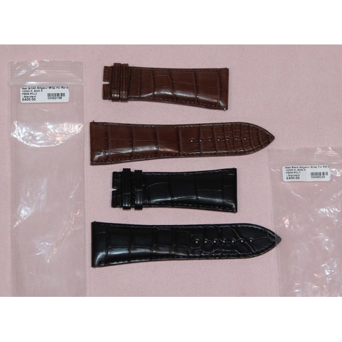 218 - 2 x Genuine Franck Muller alligator watch straps: Matt black 30mm and matt brown 30mm. Brand new and... 