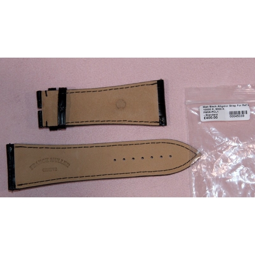 218 - 2 x Genuine Franck Muller alligator watch straps: Matt black 30mm and matt brown 30mm. Brand new and... 
