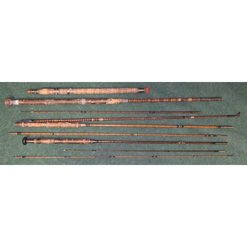 85 - A collection of vintage/antique split cane fishing rods.