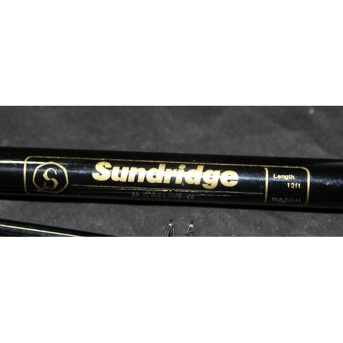 196 - 4 x vintage fibreglass fishing rods: Diawa Paul Kerry Whisker Carbon, Diawa Hi-Power, Sundridge Shar... 