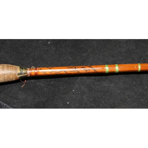 198 - Two vintage split cane fishing rods: 3 piece Stream Fly by Lee of Reddich and 3 piece Test by elasti... 