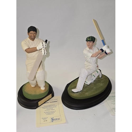 53 - Collection of 5 x limited edition cold-cast porcelain cricketer figurines to include Godfrey Evans (... 