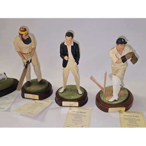 53 - Collection of 5 x limited edition cold-cast porcelain cricketer figurines to include Godfrey Evans (... 