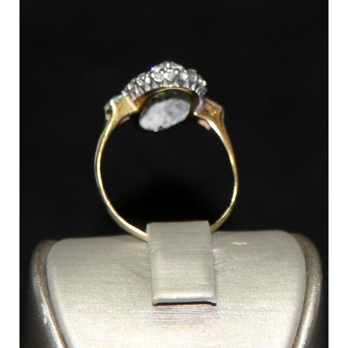 227 - Stunning antique diamond Navette ring, unmarked yellow metal ring with white metal setting, Setting ... 