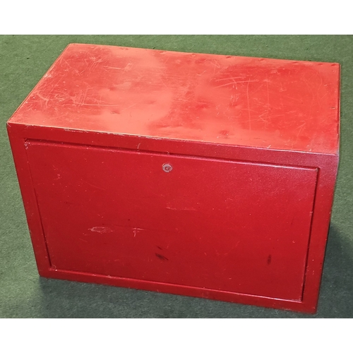 162 - A red metal 4 over 3 engineers tool chest with contents 36x54x31cm.
