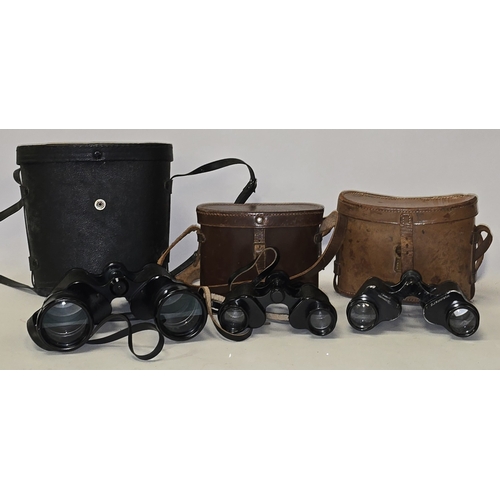 169 - Three pairs of vintage binoculars all with original cases.