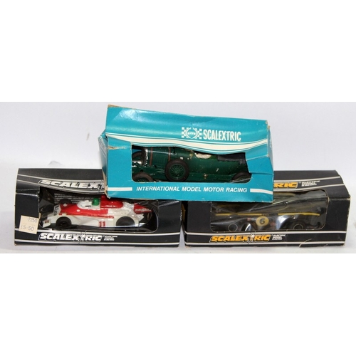 332 - A collection of vintage Scalextric slot car vehicles, some boxed, some for spares/repair (Bentley Bl... 
