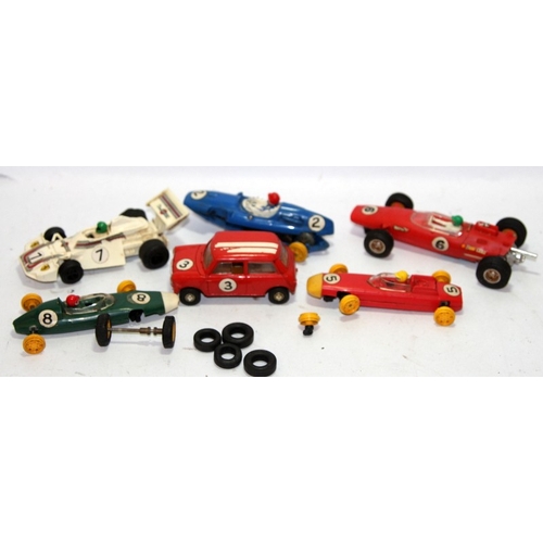 332 - A collection of vintage Scalextric slot car vehicles, some boxed, some for spares/repair (Bentley Bl... 