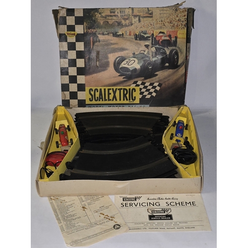 312 - Triang Scalextric vintage 1963 FJ30 slot car racing set. Appears 90% complete with the exception of ... 
