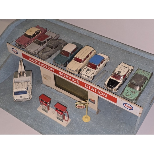318 - A vintage 1960s/1970s Esso Addington Service Station wooden car garage together with a selection of ... 