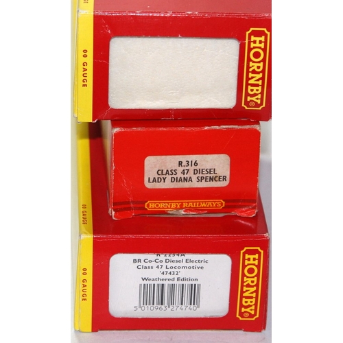 341 - Hornby OO gauge diesel locomotives: Class 47 Lady Diana Spencer ref:R316, Class 47 Co-Co diesel ref:... 