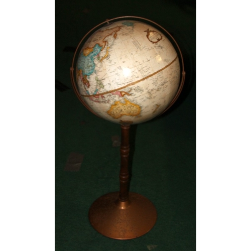 Vintage floor standing Repogle World Classic 16" diameter globe on wood ...