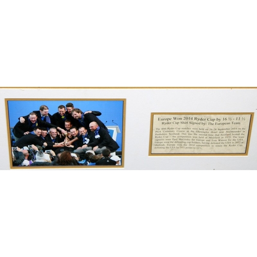 12 - Golf Ryder Cup 2014 - Gleneagles  European Team signed polo shirt. Bearing 13 team signatures includ... 