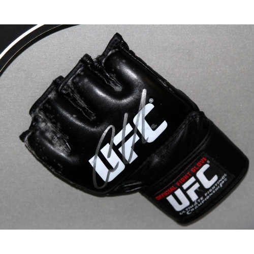 8 - Conor McGregor signed UFC fight glove displayed in a 3D frame with associated pictures. O/all frame ... 