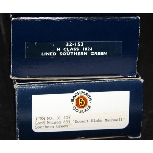 27 - Bachmann OO gauge Maunsell Lord Nelson Class steam locomotive ref:31-404 c/w N Class 1824 lined Sout... 